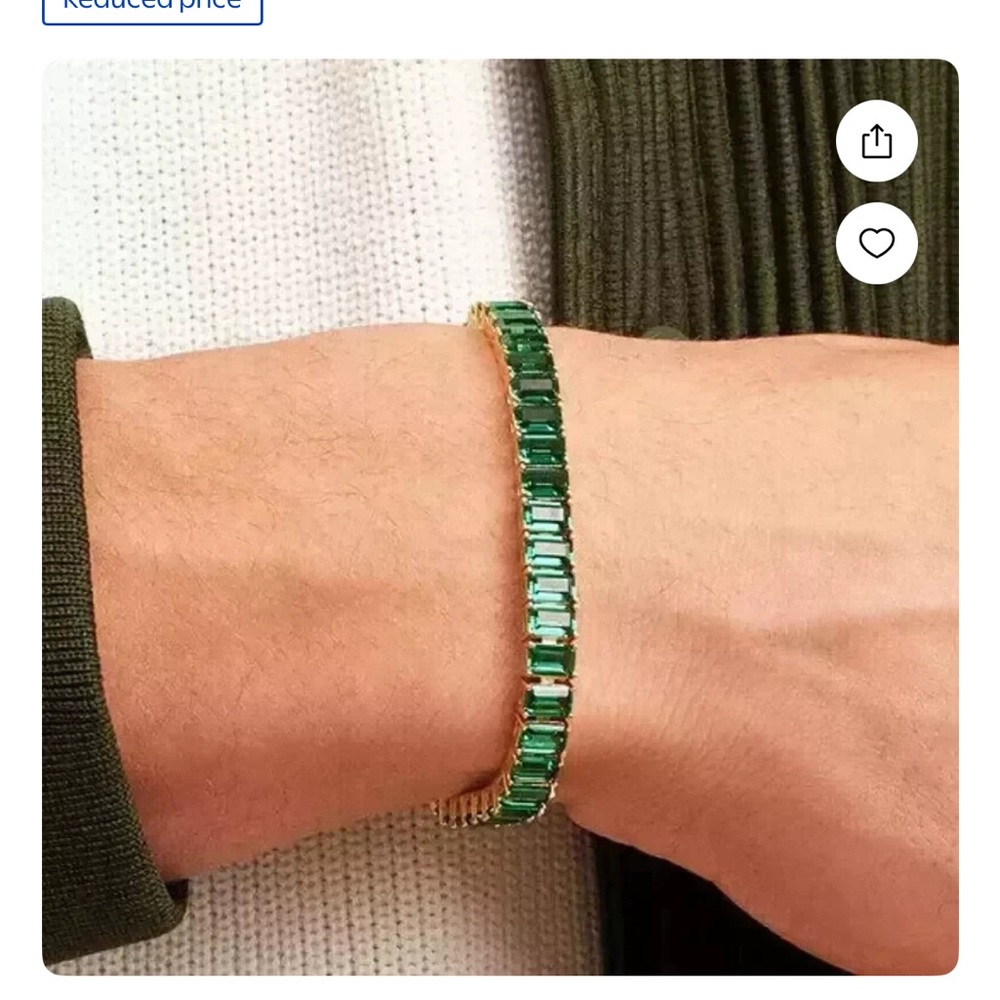Tennis Bracelet 14 CT Lab-Created Emerald Yellow Gold Plated in Sterling Silver